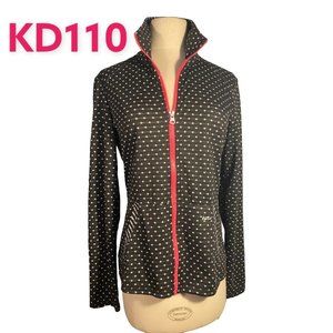 KD110 BLACK AND WHITE POLKA DOT JERSEY ZIP JACKET (SZ M) (BWT)